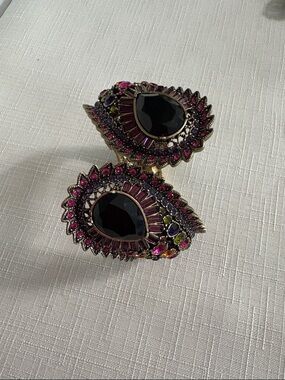 Statement Black & Pink Crystal Open Cuff Bracelet